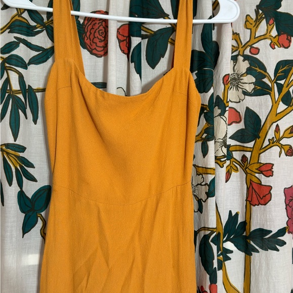 Reformation Marigold Yellow Cristina Square Neck Crepe Dress XS - Picture 5 of 6